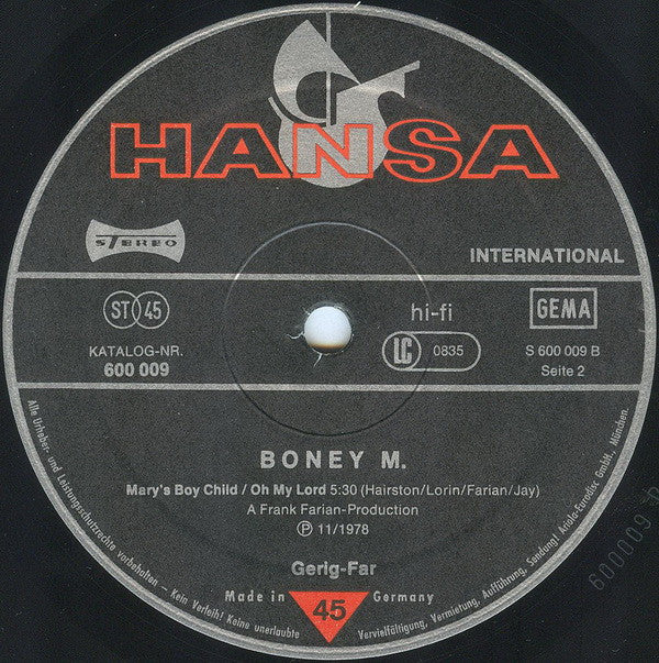 Boney M. : Dancing In The Streets / Mary's Boy Child / Oh My Lord (12", Single, Ltd)