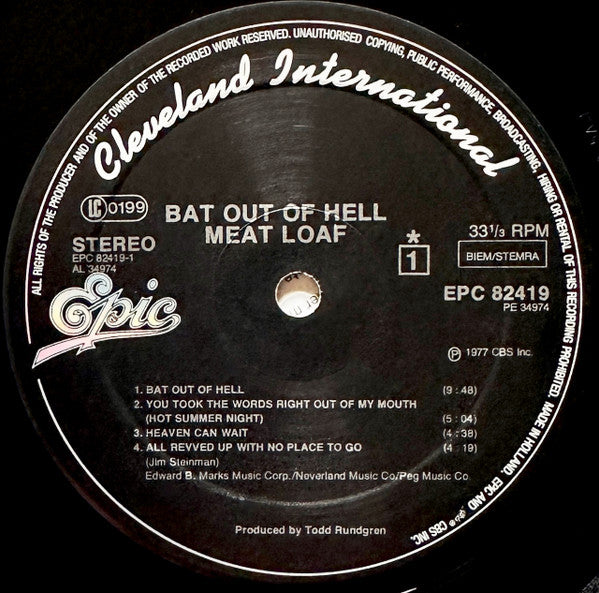 Meat Loaf : Bat Out Of Hell (LP, Album, RE)