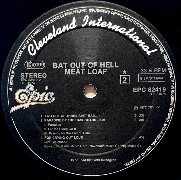 Meat Loaf : Bat Out Of Hell (LP, Album, RE)