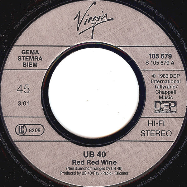 UB 40* : Red Red Wine (7", Single)