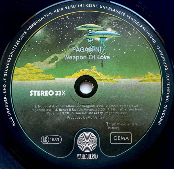 Paganini : Weapon Of Love (LP, Album)