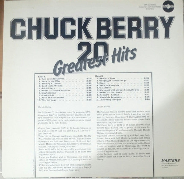 Chuck Berry : 20 Greatest Hits (LP, Comp, Ora)