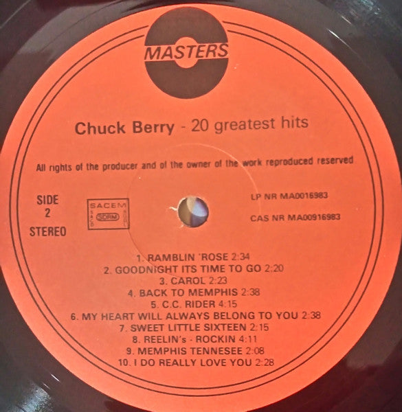 Chuck Berry : 20 Greatest Hits (LP, Comp, Ora)