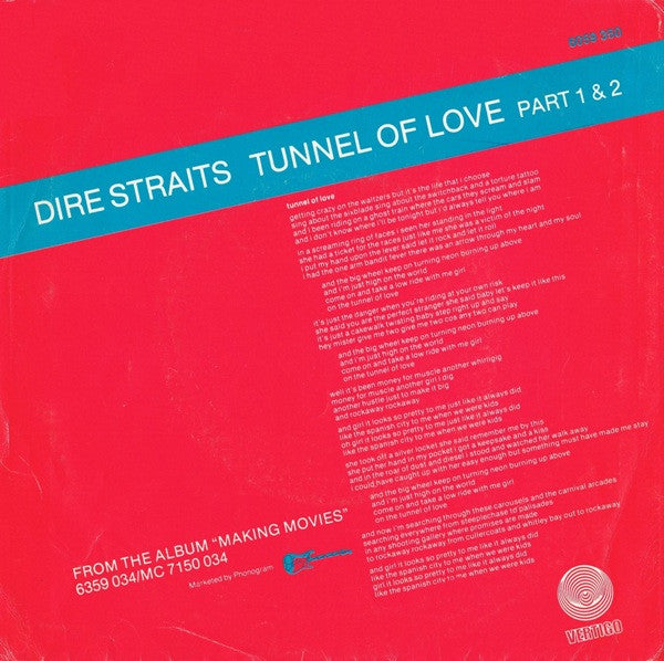 Dire Straits : Tunnel Of Love (Part 1 & 2) (7", Single)