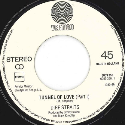 Dire Straits : Tunnel Of Love (Part 1 & 2) (7", Single)