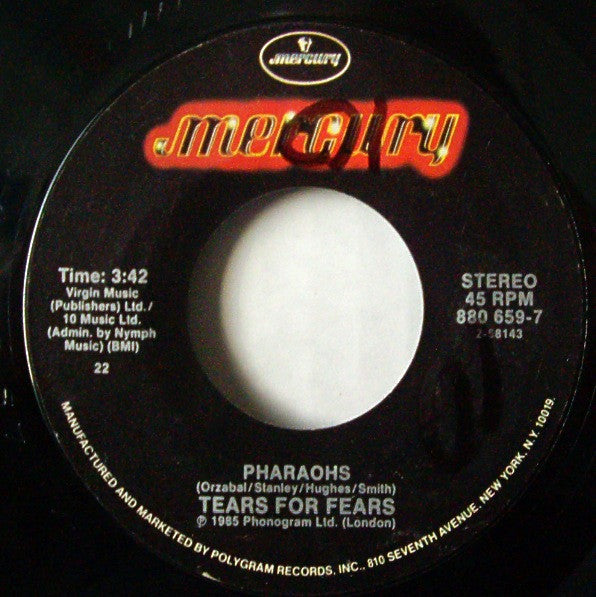 Tears For Fears : Everybody Wants To Rule The World (7", Single, 22 )