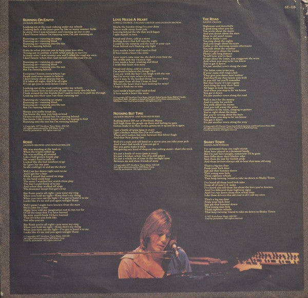 Jackson Browne : Running On Empty (LP, Album, Qua)