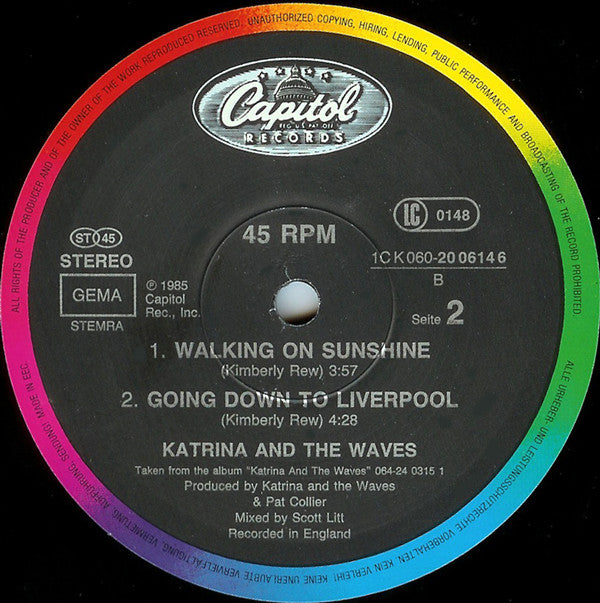 Katrina And The Waves : Walking On Sunshine (Extended Mix) (12", Maxi)