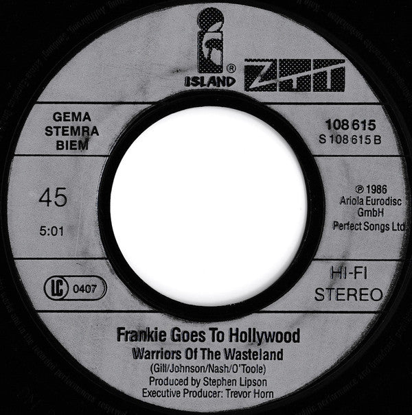 Frankie Goes To Hollywood : Warriors (Of The Wasteland) (7", Single)