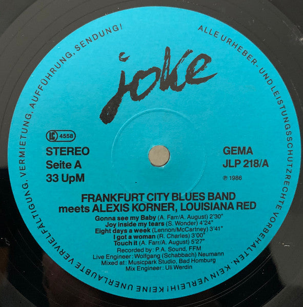 Frankfurt City Blues Band Meets Alexis Korner, Louisiana Red : Live (LP, Album)