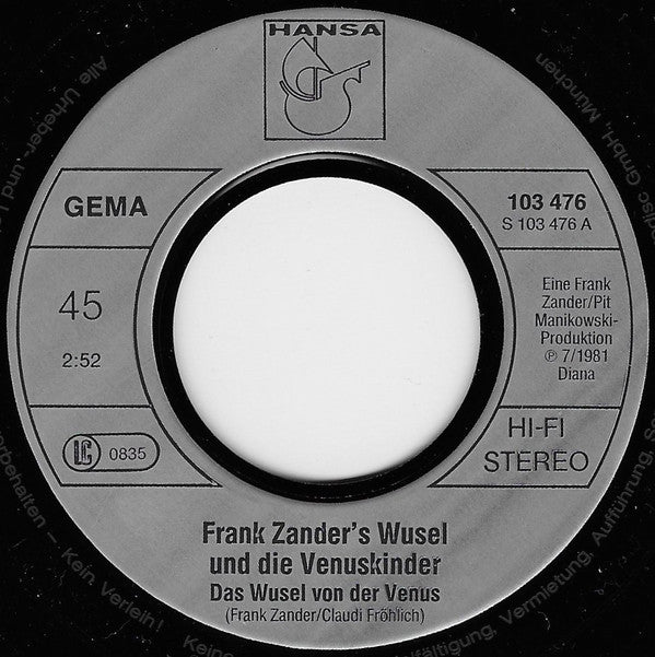 Frank Zander's Wusel* Und Die Venuskinder : Das Wusel Von Der Venus (7", Single)
