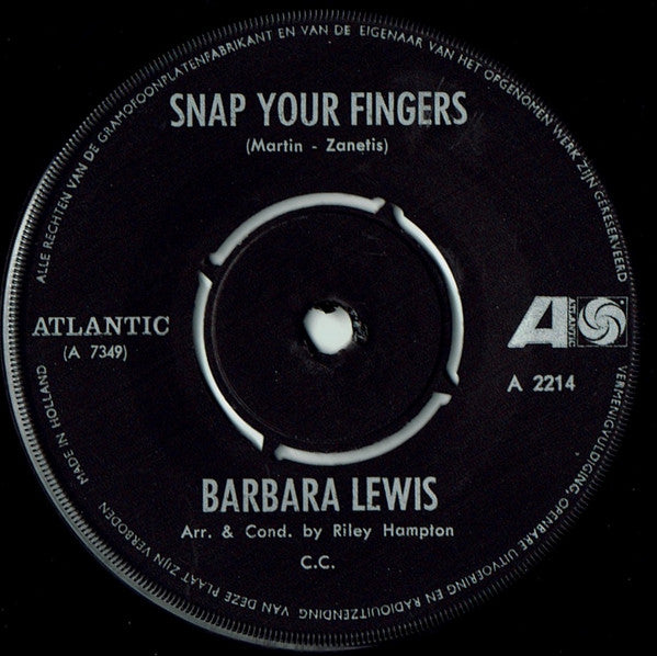 Barbara Lewis : Snap Your Fingers / Puppy Love (7", Single)