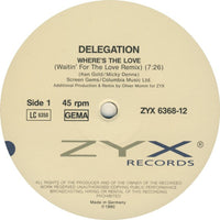 Delegation : Where's The Love (Fresh Mix 90) (12")