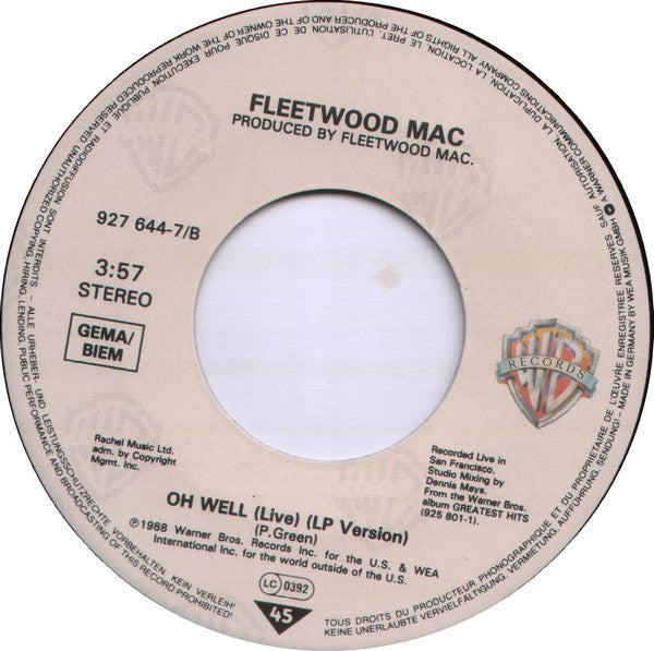 Fleetwood Mac : As Long As You Follow (7", Single)