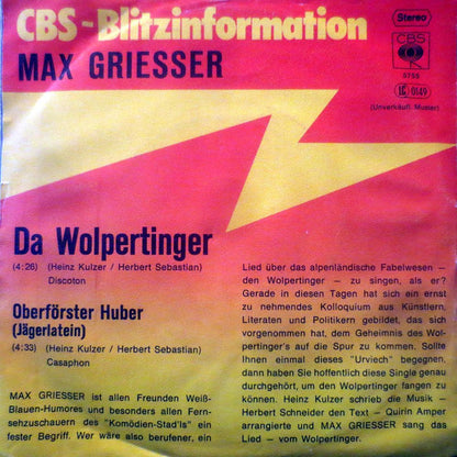 Max Griesser : Da Wolpertinger (7", Single, Promo)