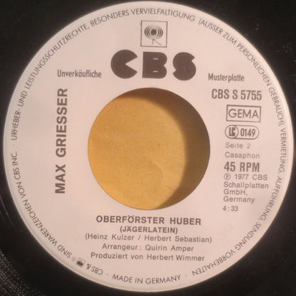 Max Griesser : Da Wolpertinger (7", Single, Promo)