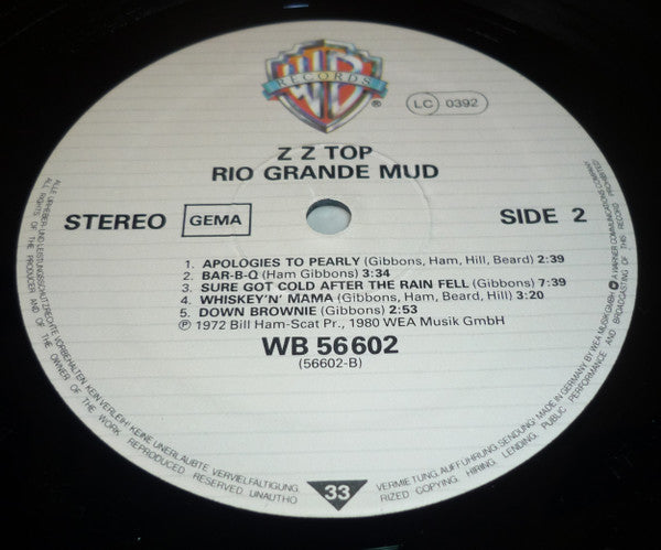 Z Z Top* : Rio Grande Mud (LP, Album, RE)