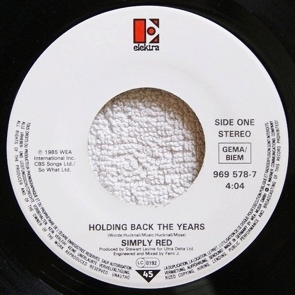 Simply Red : Holding Back The Years (7", Single)