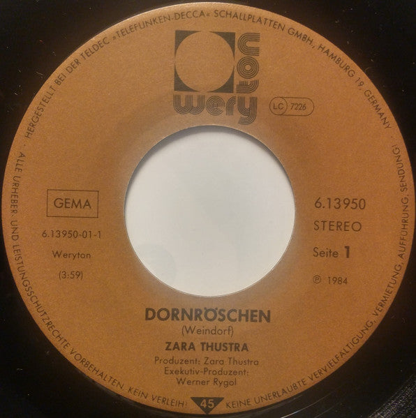 Zara-Thustra : Dornröschen (7", Single, Promo)
