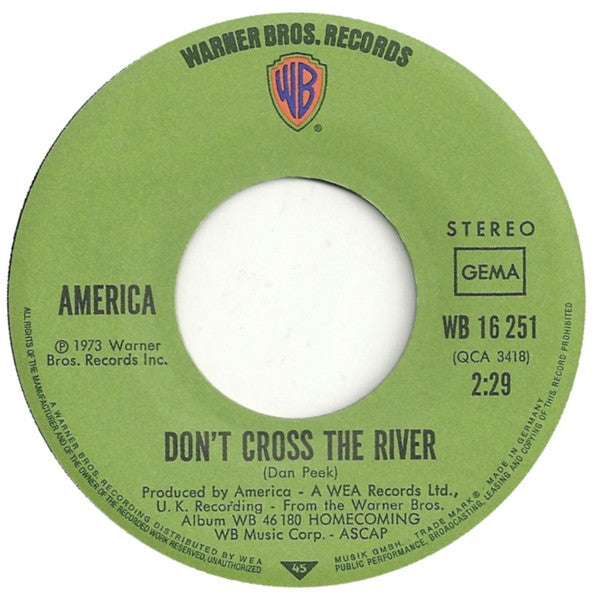 America (2) : Don't Cross The River (7", Single)