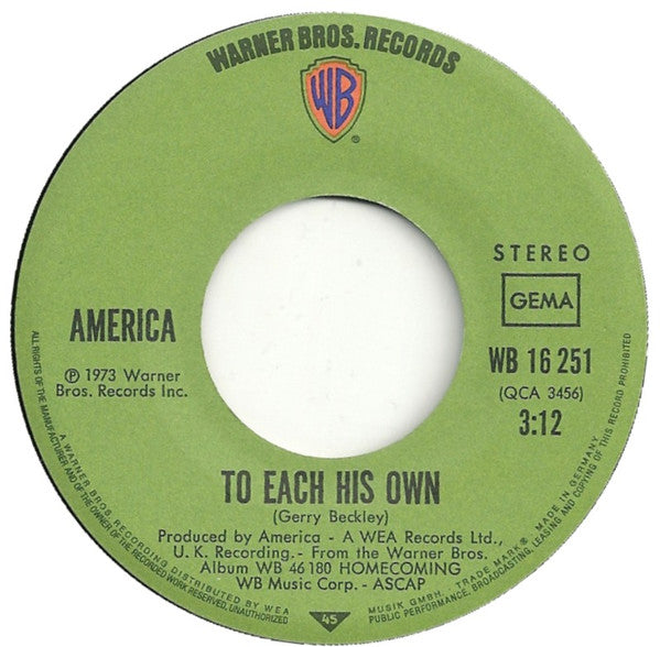 America (2) : Don't Cross The River (7", Single)