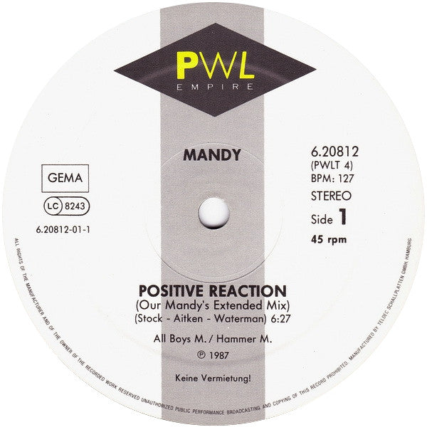 Mandy* : Positive Reaction (12", Maxi)