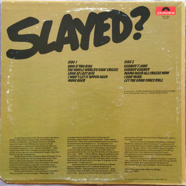 Slade : Slayed? (LP, Album, Mon)