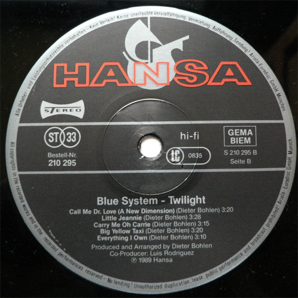 Blue System : Twilight (LP, Album)