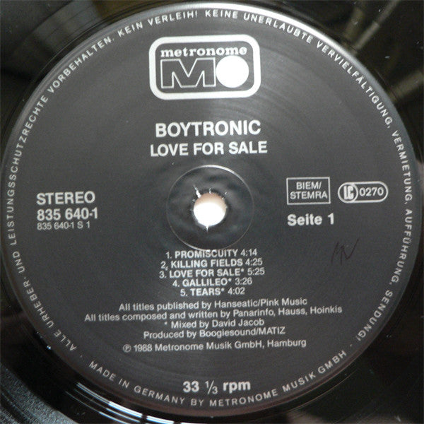 Boytronic : Love For Sale (LP, Album)