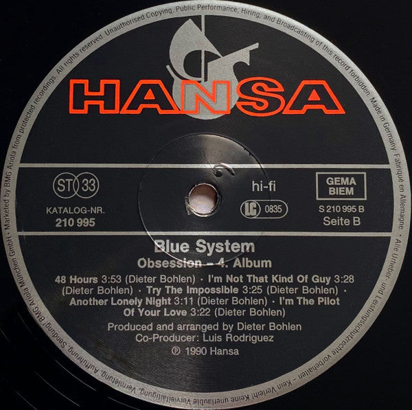 Blue System : Obsession (LP, Album)