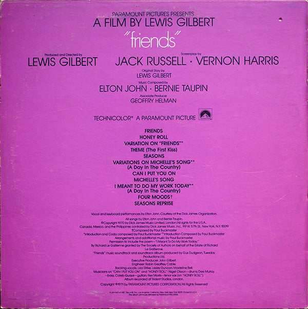 Elton John : Friends (LP, Album, RE)