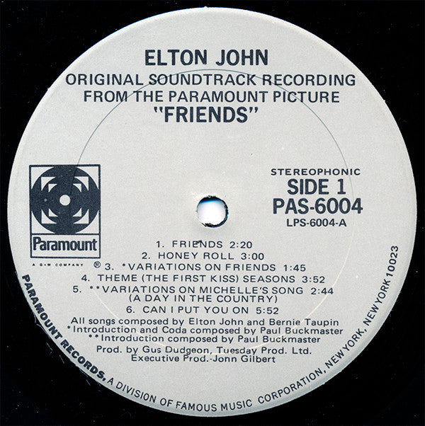 Elton John : Friends (LP, Album, RE)