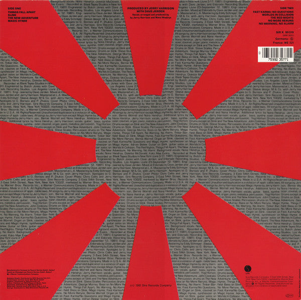 Jerry Harrison : The Red And The Black (LP, Album)