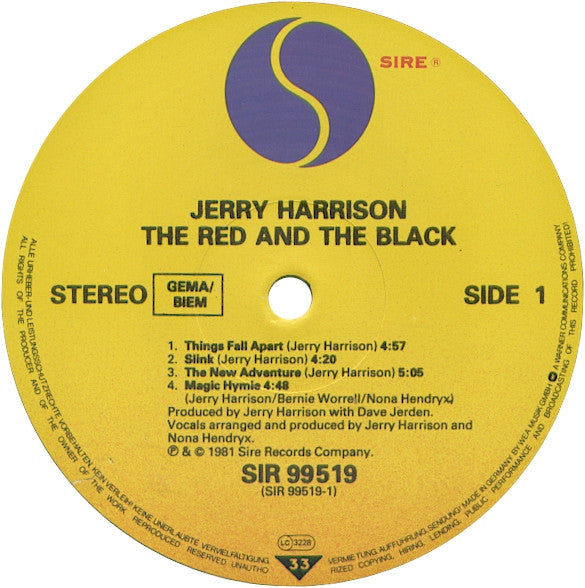Jerry Harrison : The Red And The Black (LP, Album)