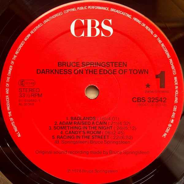 Bruce Springsteen : Darkness On The Edge Of Town (LP, Album, RE, Red)