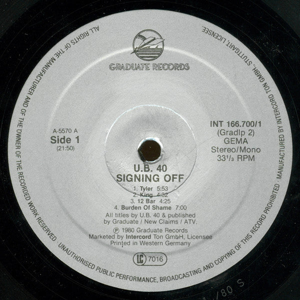 UB40 : Signing Off (LP, Album, Mono + 12", Maxi)