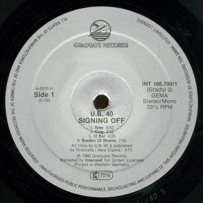 UB40 : Signing Off (LP, Album, Mono + 12", Maxi)