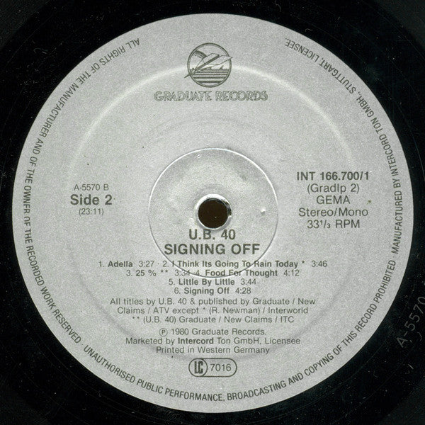 UB40 : Signing Off (LP, Album, Mono + 12", Maxi)