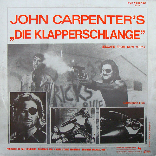 The Splash Band : John Carpenter's "Die Klapperschlange" (12", Maxi)