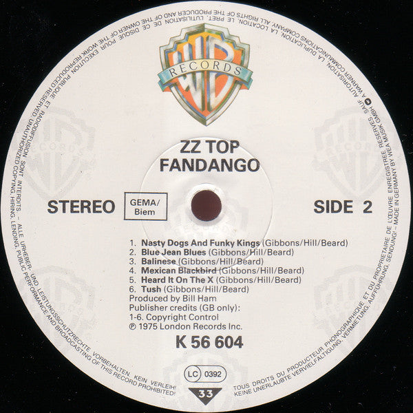 ZZ Top : Fandango! (LP, Album, RE)