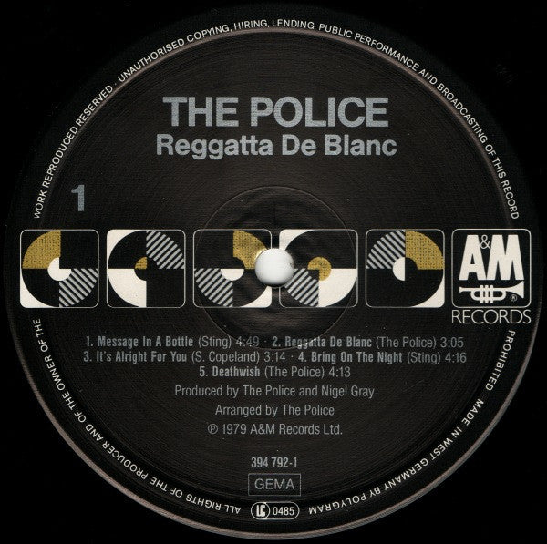 The Police : Reggatta De Blanc (LP, Album, RE, RP, Bla)