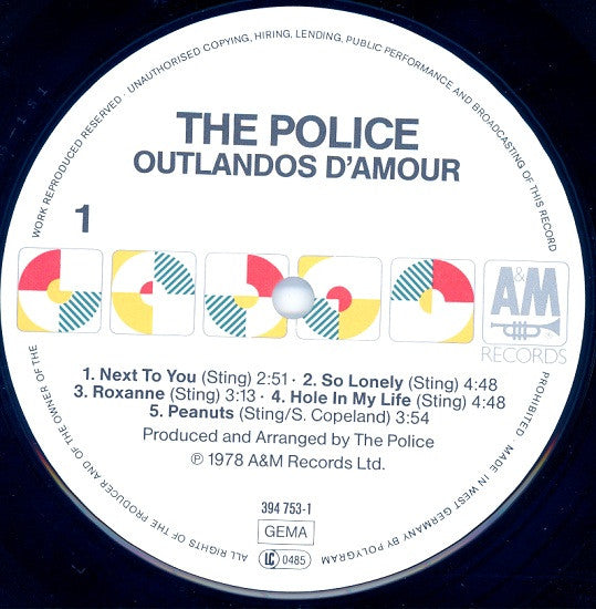 The Police : Outlandos D'Amour (LP, Album, RE)