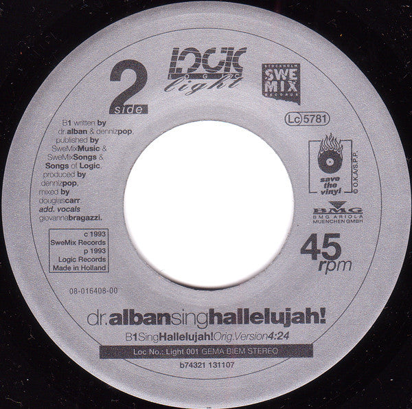Dr. Alban : Sing Hallelujah! (7", Single)