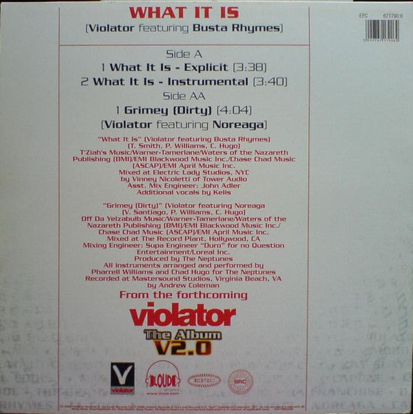 Violator (3) Featuring Busta Rhymes : What It Is (12")