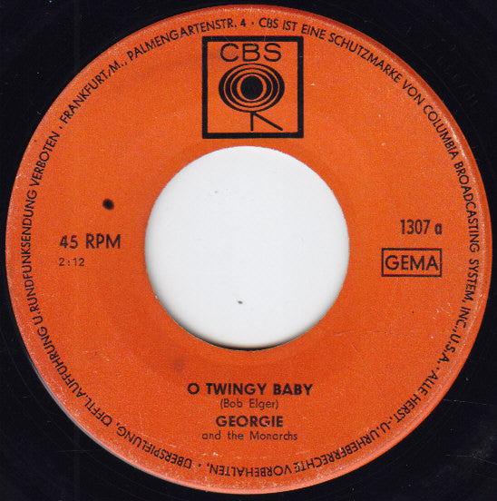 Georgie And The Monarchs : Boo-Zooh / O Twingy Baby (7", Single)