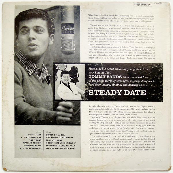 Tommy Sands : Steady Date With Tommy Sands (LP, Album, RP)
