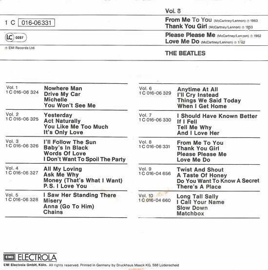 The Beatles : Die Grössten Vier Vol. 8 (7", EP, Mono)