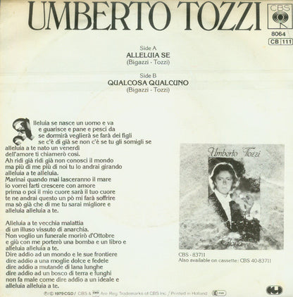 Umberto Tozzi : Alleluia Se (7", Single)