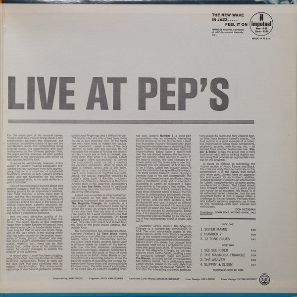 Yusef Lateef : Live At Pep's (LP, Album, RE, Gat)