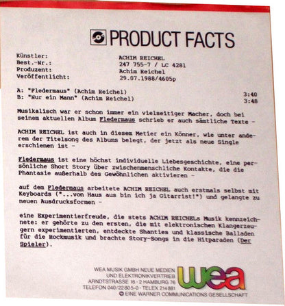 Achim Reichel : Fledermaus (7", Single)